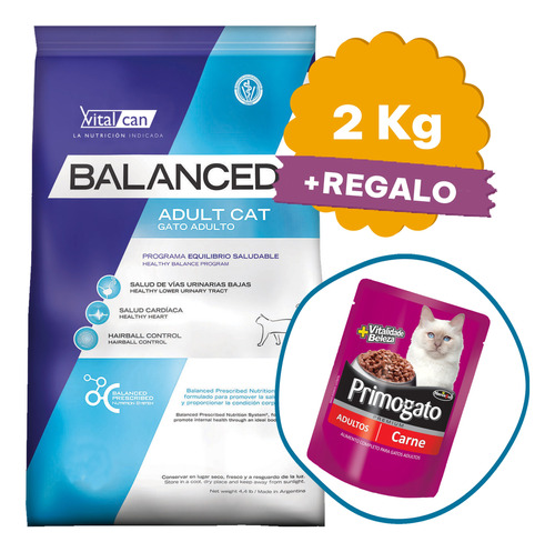 Alimento Vitalcan Balanced Gato Adulto 2 Kg + Regalo