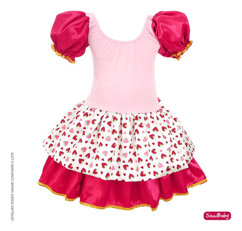 Fantasia Infantil Moranguinho Rosa Apaixonado Festa