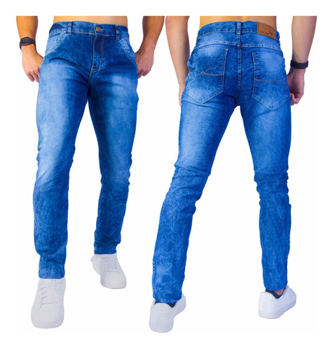Imagem 3 de 8 de Kit 3 Calça Jeans Masculina Slim Original Elastano Lycra