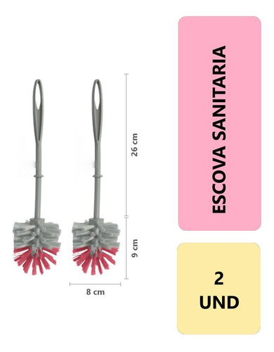 Kit 2 - Escova Escovinha Sanitária Lava Sanitário S/ Pote