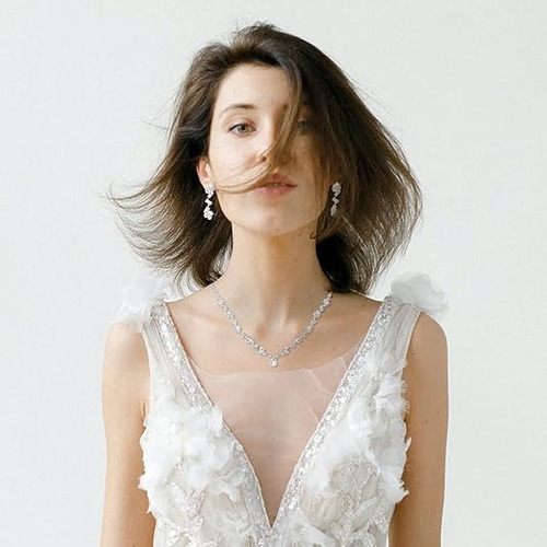 Yevo Conjunto De Joya Collar Aretes Pulsera Para Boda Novia