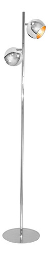 Lampara De Pie Bocha Orientable Cromado 2 Luces Led Moderna Estructura Cromo Pantalla Cromo