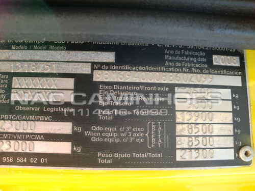 Mb L1318 Ano 2008/2008 No Chassi