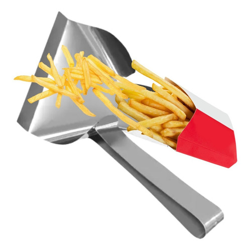 Pala de acero inoxidable para palas, patatas fritas en caja, comida rápida, color gris