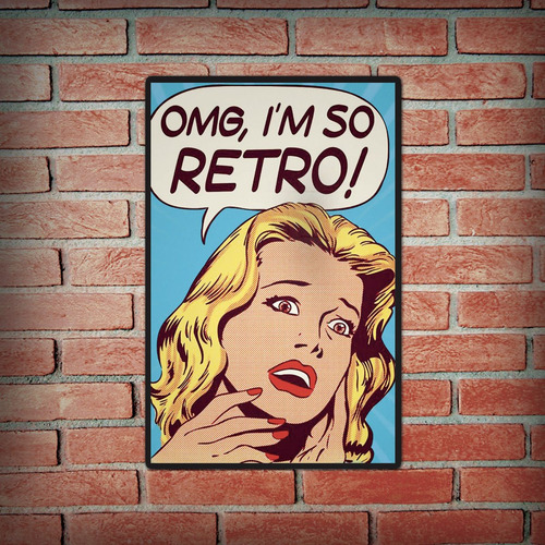Imagen 2 de 7 de Cartel Decorativo Chapa De Madera - Vintage Omg Im So Retro