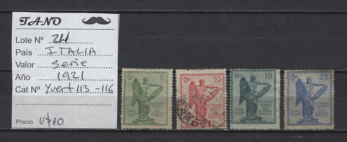 Lote211 Italia Serie Estampillas Año 1921 Yvert# 113-116