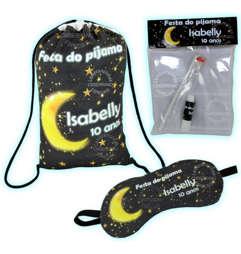 15 Kits Mochila + Máscara Dormir + Kit Higiene Festa Pijama