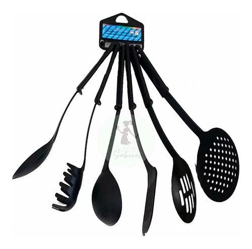 Set 6 Utensilios Nylon Espatula Cuchara Para Ceramica Teflon