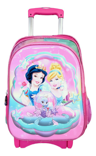Mochila De Froozen Primaria Con Ruedas Rosa Liso