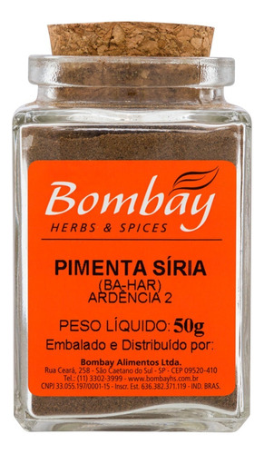 Pimenta Síria Bombay Herbs & Spices - Vidro 50g