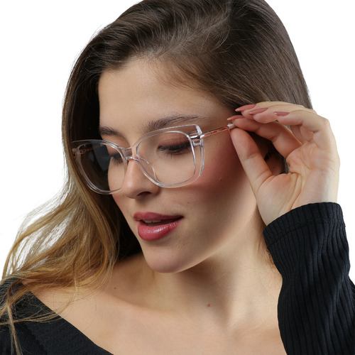 Óculos Armação De Grau Feminina Transparente Viale Cor Dourado E Transparente