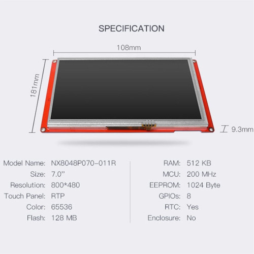 Pantalla Hmi Touch Nextion Intelligent Nx8048p070-011r Igv