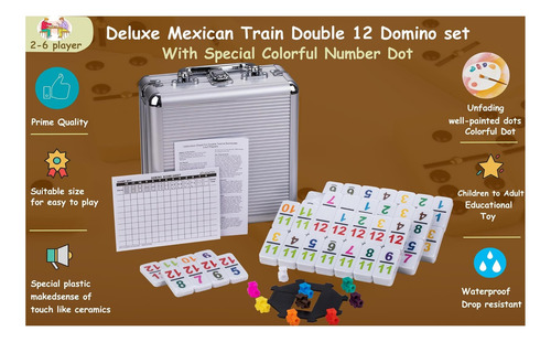 Smilejoy Double 12 Colorido Number Dot Dominoes, Juego De De