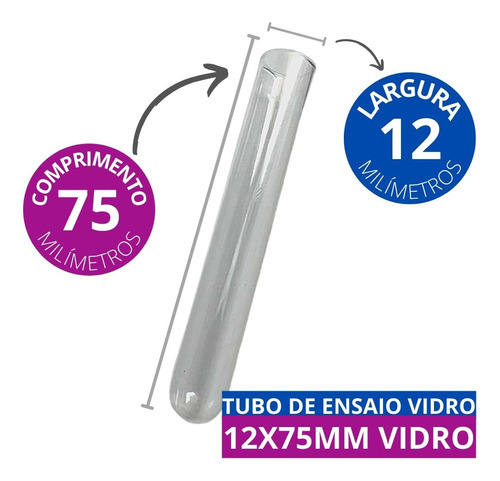 Caixa De Tubo De Ensaio Vidro S/ Tampa 12x75mm (5ml) 250 Pçs