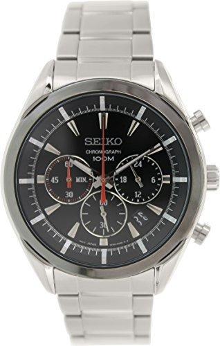 Seiko Reloj De Pulsera De Acero Inoxidable Con Esfera Negra