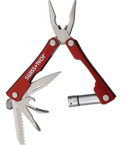 Swisstech St35000 Metallic Maroon 8in1 Mini Pocket Multitool