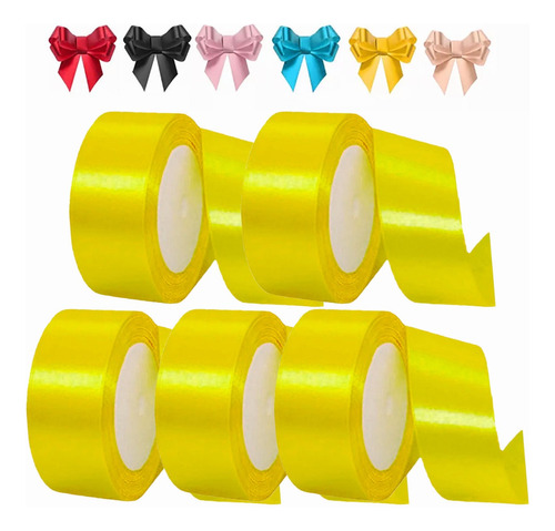 5 Rollos Satinado Decoracion Colores Cintas 4cm 114 Metros