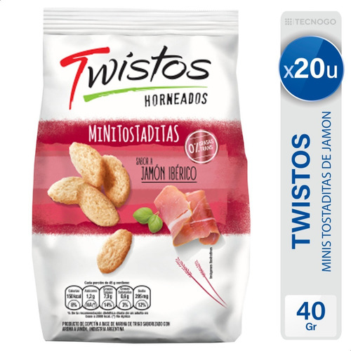 Twistos Jamon Tostaditas Snack Salado Chica Pack X20