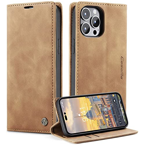 Funda Para iPhone 14 Pro Max Tapa Tarjetero Cuero Brown