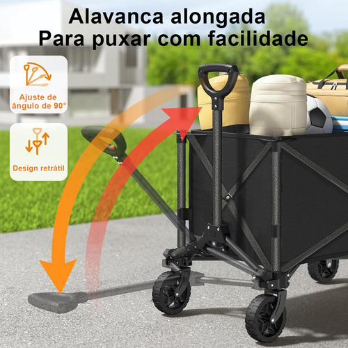 Carrinho Dobrável Multiuso Para Camping Pet Até 230l Preto