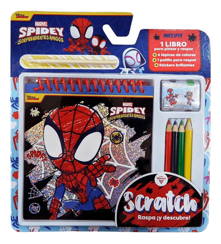 Spidey Spiderman Scratch Marvel Libro Para Colorear Y Raspar