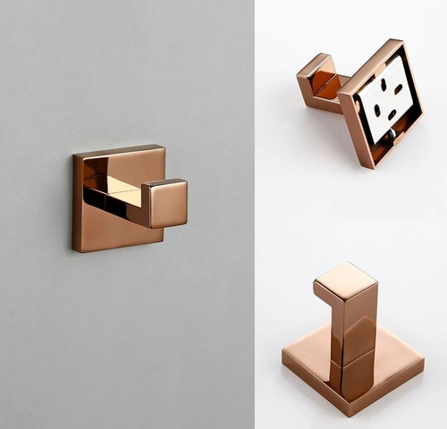 Imagem 5 de 10 de Kit Banheiro Rose Gold 4 Peças Inox 304 Cobre Papeleira