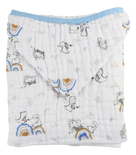 Toalhão De Banho Papi Mami Soft Premium C/ Capuz Dino