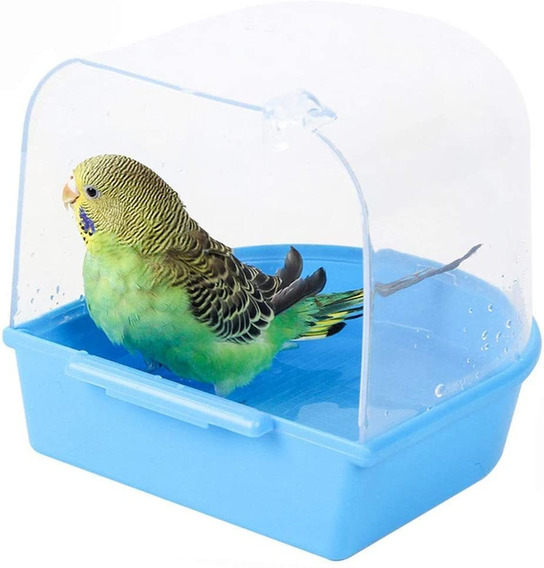 Hypeety Bird Bath with Mirror Portable Bird Bath Bird Bathroom for Pet Parrots Bathing Tub Bath Box Bird Shower Bathtub Accessories 