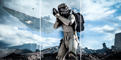 Cuadro Poster Mosaico Star Wars Storm Trooper Batle 120x60hd