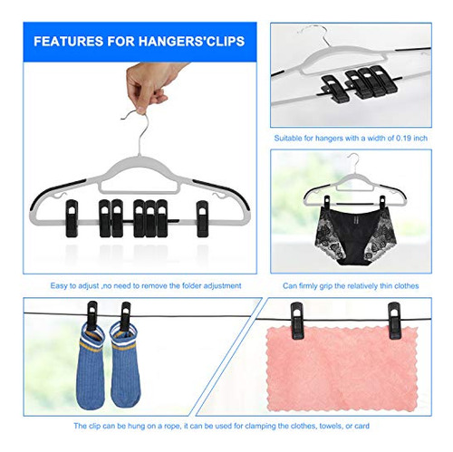 Tinfol Clips De Plástico Negro Para Perchas, 40 Clips Para P