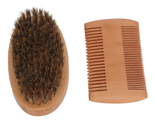 Kit De Cepillos Para Barba De Madera, Doble Cara, Suave Y Mo