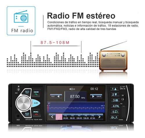 Autoestereo Mp5 Reproductor 4.1 Pantalla Bluetooth Usb Fm Tf
