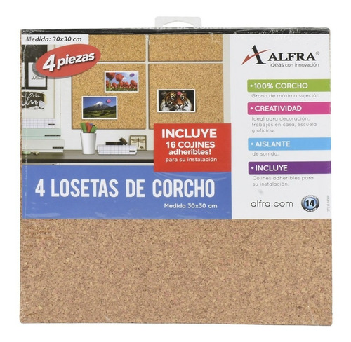 Imagen 2 de 5 de Losetas De Corcho Alfra 4mm 30x30cm Paquete 4 Piezas