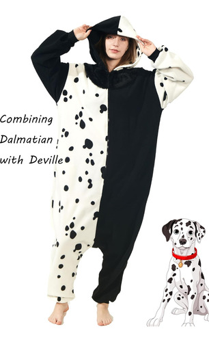 Homwerront Disfraz De Cruella Deville Mujer Mono Dálmata Con
