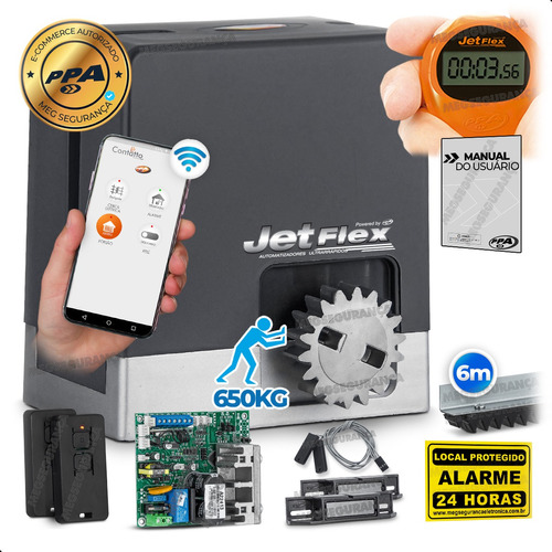 Kit Motor Ppa Deslizante Jetflex Wifi 6m Crem App Portão 650