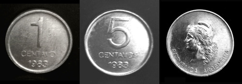 Monedas Peso Argentino $ 1-5-10-50 - Ctvs 1-5-10-50 -1983-85 (Usado)