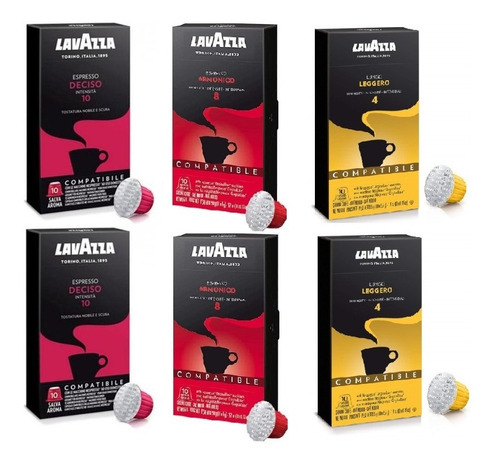 Café Caps Lavazza 2x Armónico + 2x Deciso + 2x Lungo 60 Caps