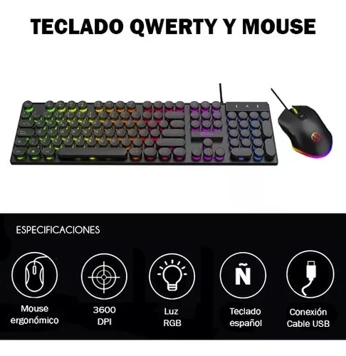 Ratón gaming con luz RGB y cable