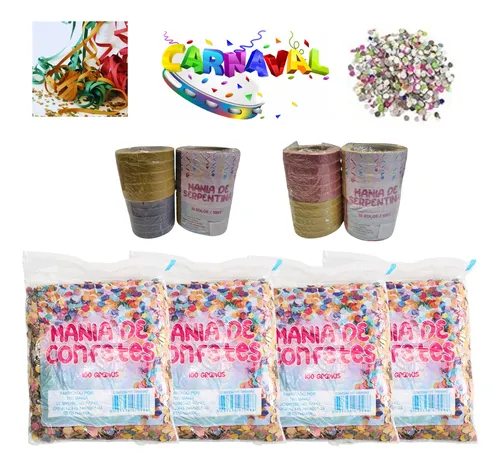 comprar Kit Carnaval Confetes Com Rolos De Serpentina Festa Folia