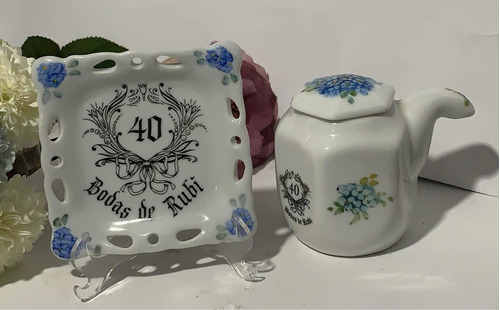 Kit Miniatura Porcelana Bodas De Rubi 40  Anos De Casamento