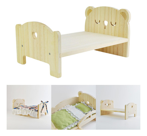 Mini Muebles Para Casa De Muñecas, Cama De Oso Durmiente