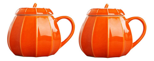 2 Tazas, Taza De Calabaza Con Tapa, Decoración De Cerámi [u]