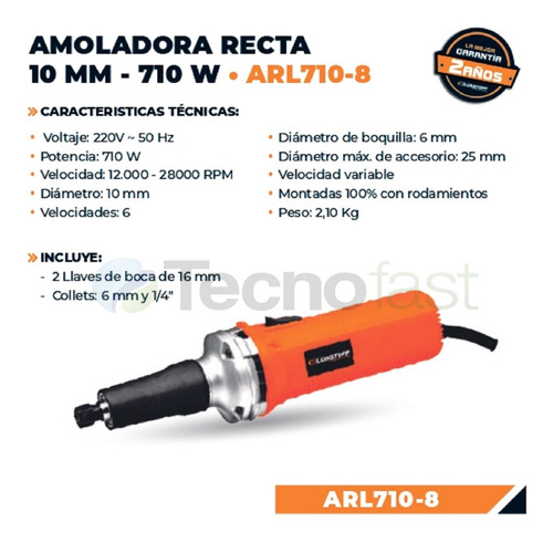 Amoladora Recta Lüsqtoff Arl710-8 De 50 Hz 710w 28000rpm