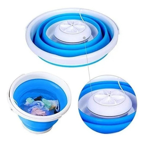 Imagen 2 de 7 de Mini Lavarropas Portátil Balde Silicona Lavador Usb Plegable