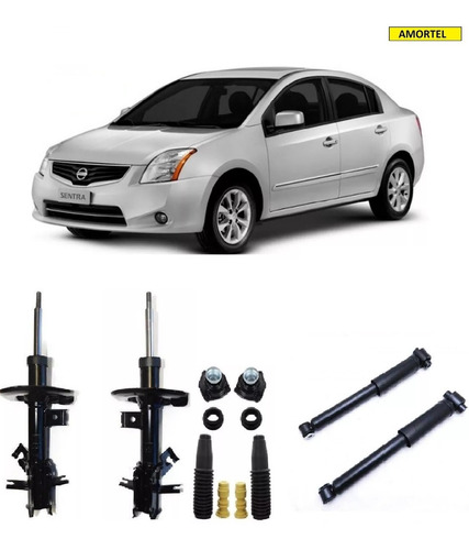 4 Amortecedores + Kit´s Batentes Da Nissan Sentra Ano 07/14