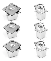 Comprar Kit 6 Cuba Gastronômica Inox Gn 1\u002F6 150mm Tampa Profissional