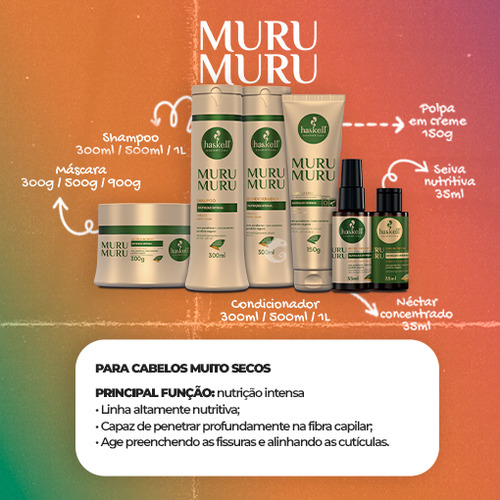 Kit Murumuru Haskell 1 Litro Shampoo Condicionador Máscara