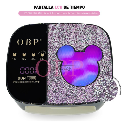 Lámpara Uv/led De Uñas Secador Recargable Con Diamante 108w