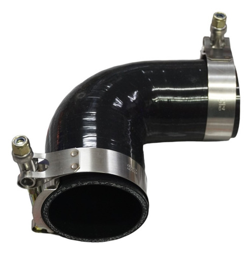 Codo De Silicona Con Tela 90° 2.25 A 2 Negro + Abrazaderas