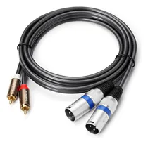 Comprar Adaptador de audio dorado Oraab, cable de extensión de 1.5 metros, 2 RCA macho a 2 XLR macho, cobre puro, ideal para mezcladoras y sistemas de audio profesionales.